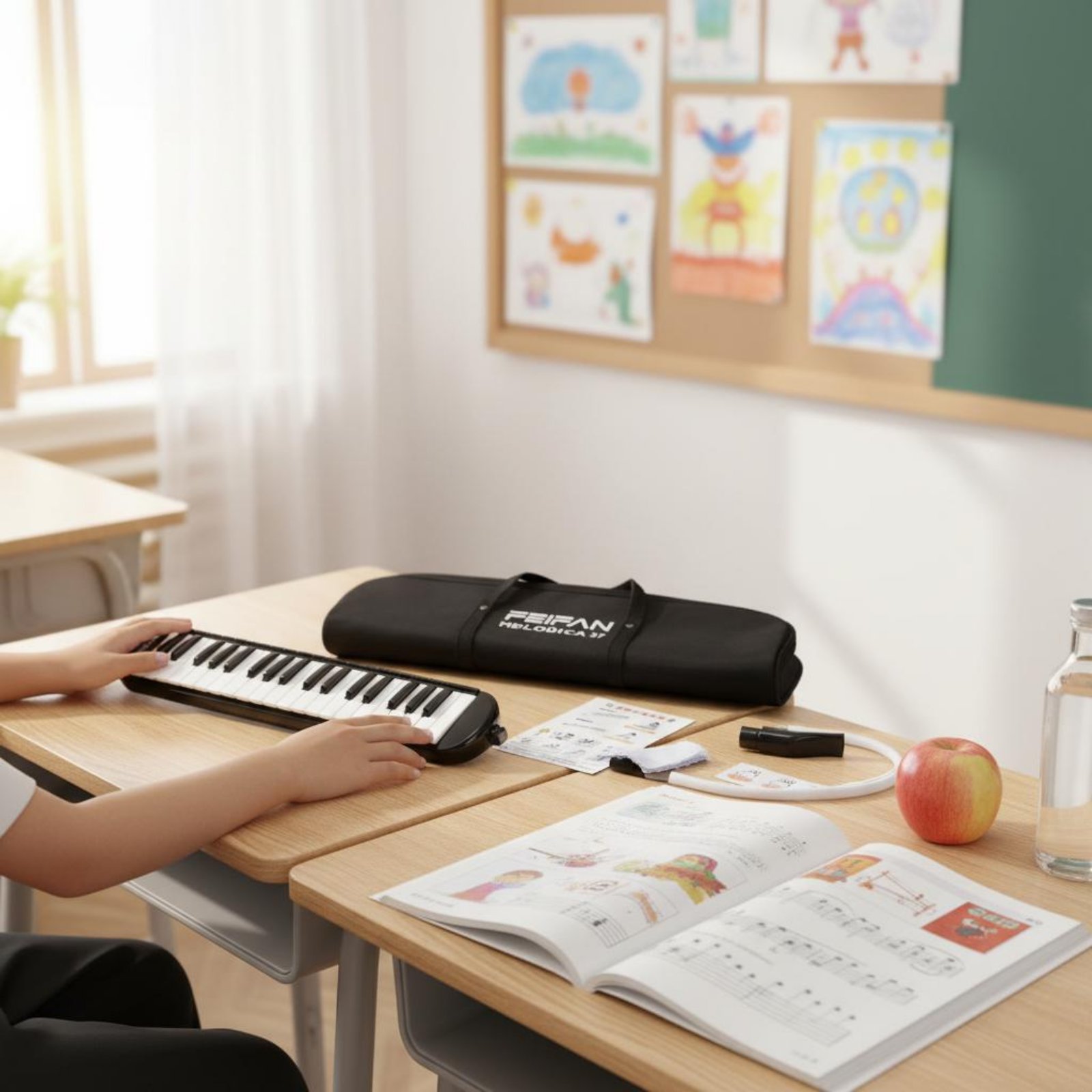 Melodica Keyboard Wind - 37-Tasten-Melodica mit Mundstück und Schlauch, Windklavier