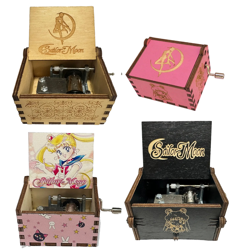 Musical Instrument Handpan - Sailor Moon Themen-Musikbox Ornamente Party Holz-Handkurbel-Spieluhr