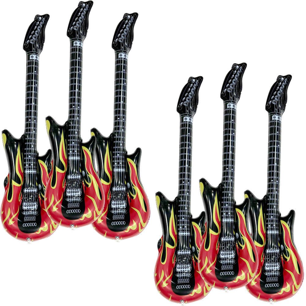 Musical Instrument Games - 6-teiliges Aufblasbares Flammen-Gitarren-Set Aufblasbare Musikinstrumente Spielzeug-Set